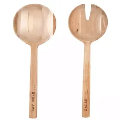 Best Kirklands Home Eat More Salad Acacia Wood Salad Servers, Set of 2