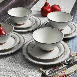 Outlet Kirklands Home Eggshell Glazed Round 12-pc. Dinnerware Set