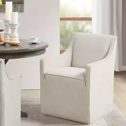 New Kirklands Home Elaine Cream Upholstered Skirted Dining Chair White