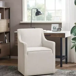 New Kirklands Home Elaine Cream Upholstered Skirted Dining Chair White