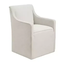 New Kirklands Home Elaine Cream Upholstered Skirted Dining Chair White