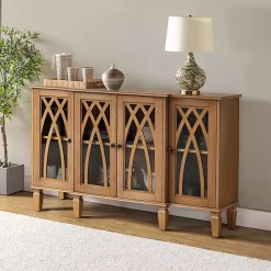 Hot Kirklands Home Eleanora Acorn Wood 4-Door Sideboard Brown