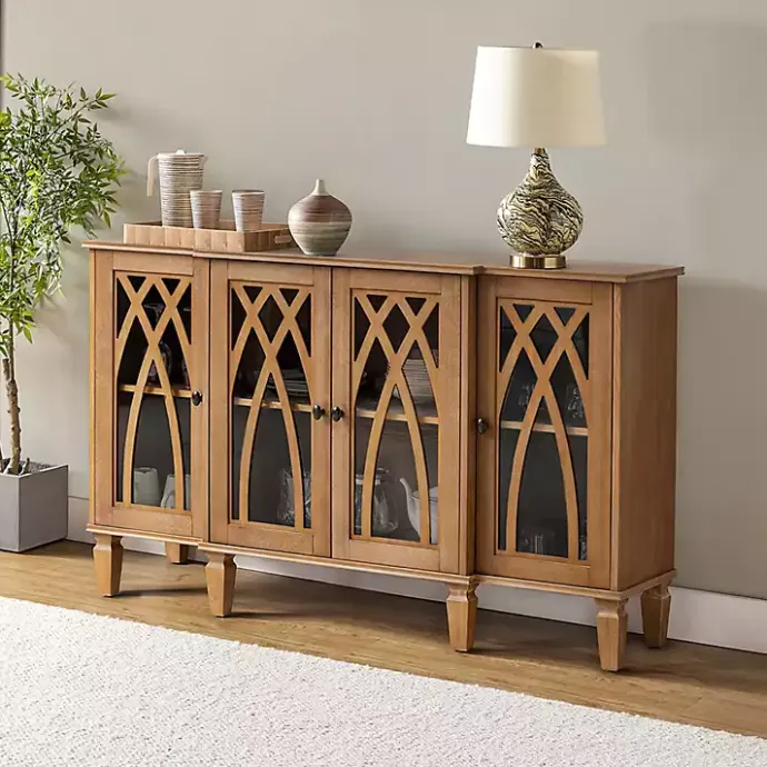 Hot Kirklands Home Eleanora Acorn Wood 4-Door Sideboard Brown