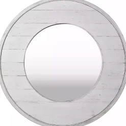 Hot Kirklands Home Ellison Shiplap Round Wood Wall Mirror