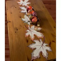 Discount Kirklands Home Embroidered Maple Leaves Table Runner Orange