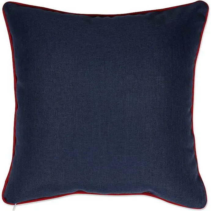 Kirklands Home Embroidered Red and Blue Stars Outdoor Pillow