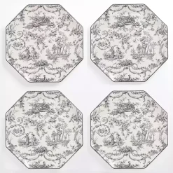 Hot Kirklands Home Emery Black Toile Dinner Plates, Set of 4