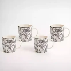 Online Kirklands Home Emery Black Toile Mugs, Set of 4