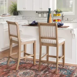 Kirklands Home Emma Gray Counter Stool with Nailhead Trim