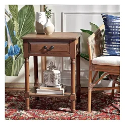 Outlet Kirklands Home Emory Natural Single Drawer Accent Table Black