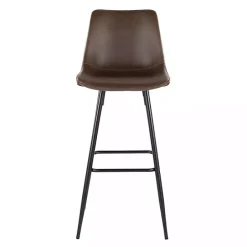 Outlet Kirklands Home Espresso Faux Leather Metal Bar Stools, Set of 2 Brown