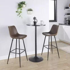 Outlet Kirklands Home Espresso Faux Leather Metal Bar Stools, Set of 2 Brown