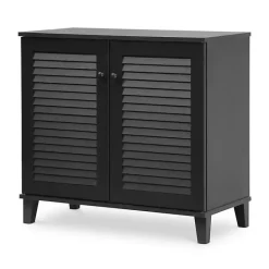 New Kirklands Home Espresso Shutter Door Wooden Cabinet