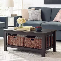 Clearance Kirklands Home Espresso Traditional Wooden Basket Coffee Table Brown