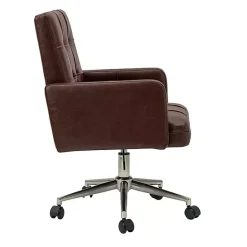 Sale Kirklands Home Espresso Tufted Faux Leather Swivel Office Chair Brown