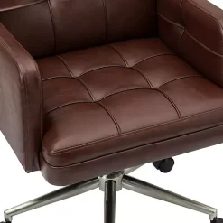 Sale Kirklands Home Espresso Tufted Faux Leather Swivel Office Chair Brown