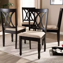 Outlet Kirklands Home Espresso Upholstered Reneau 4-pc. Dining Chair Set Tan