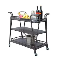 New Kirklands Home Espresso Wicker Resin Serving Cart Brown