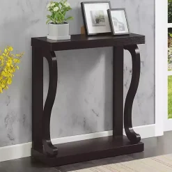 Online Kirklands Home Espresso Wood Curved Sides Console Table Brown
