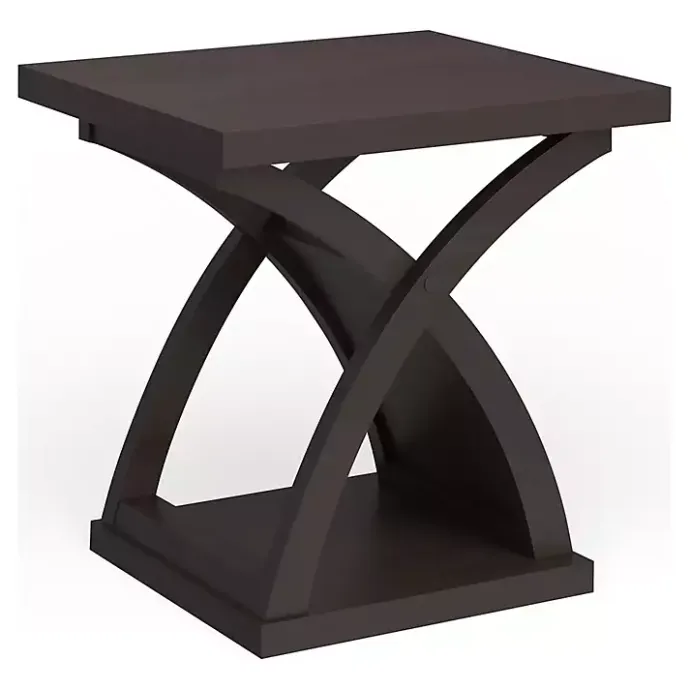 Sale Kirklands Home Espresso Wood X-Base Side Table Brown