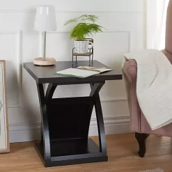 Sale Kirklands Home Espresso Wood X-Base Side Table Brown