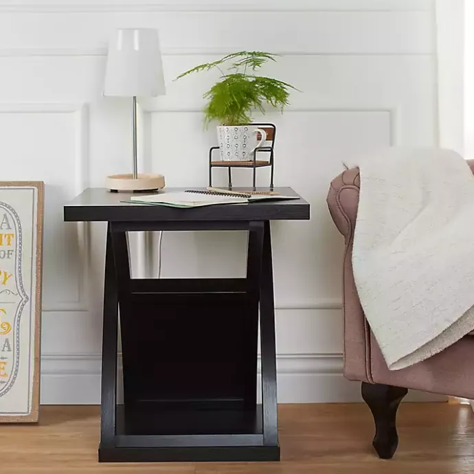 Sale Kirklands Home Espresso Wood X-Base Side Table Brown