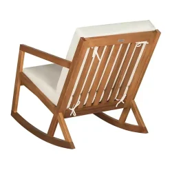 Online Kirklands Home Eucalyptus Wood with Beige Cushion Rocking Chair Ivory