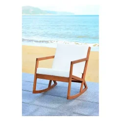 Online Kirklands Home Eucalyptus Wood with Beige Cushion Rocking Chair Ivory