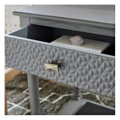 New Kirklands Home Evelina Textured Single Drawer Accent Table Gray