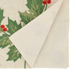 New Kirklands Home Evergreen Holly Leaves Cotton Runner
