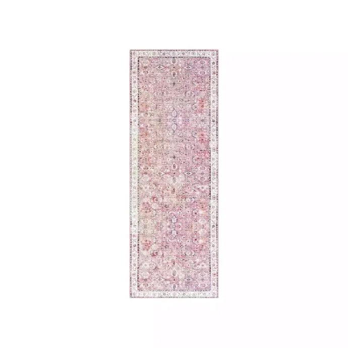 Discount Kirklands Home Faded Rouge Bordered Flatweave Runner, 2x7 Pink