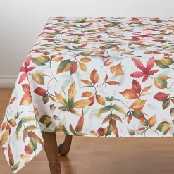 Outlet Kirklands Home Falling Leaves Acorn Harvest Square Table Cloth