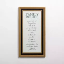 Clearance Kirklands Home Family Recipe Framed Wall Plaque