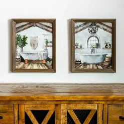 Sale Kirklands Home Farmhouse Bathroom Framed Art Prints, Set of 2