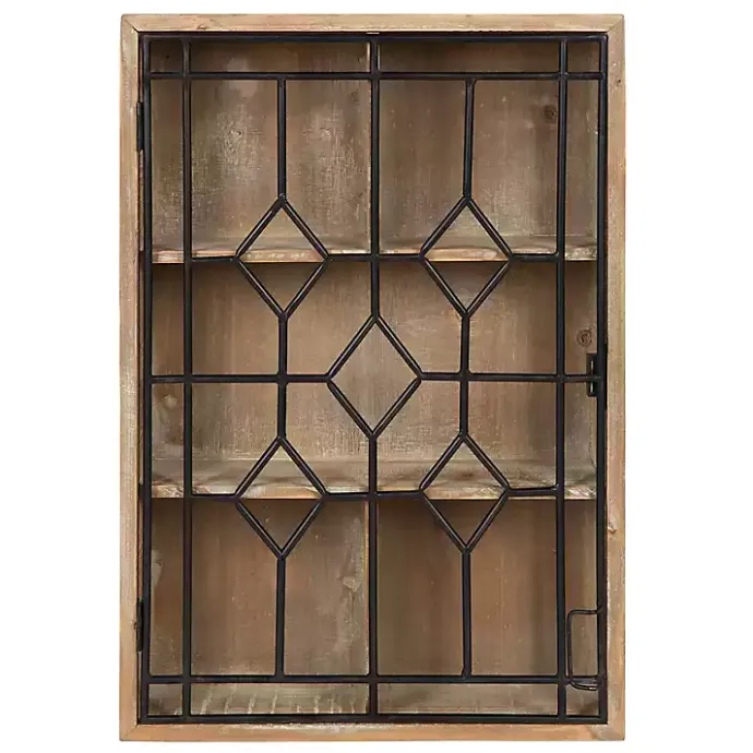 Sale Kirklands Home Farmhouse Chic Rustic Wood & Iron Wall Cabinet