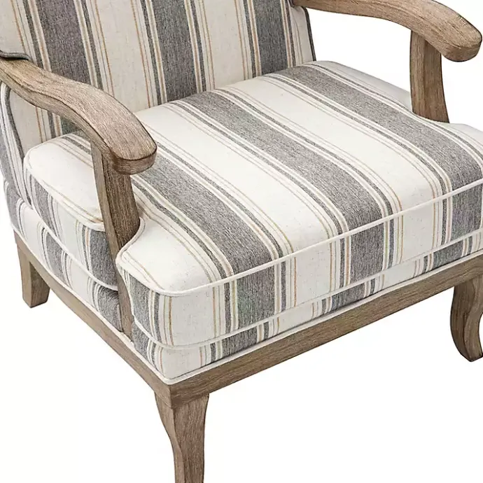 Hot Kirklands Home Farmhouse Gray & Brown Striped Armchairs, Set of 2