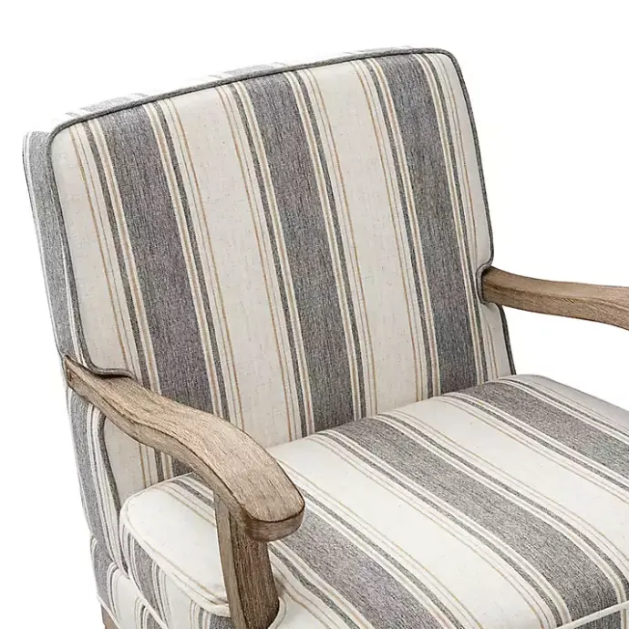 Hot Kirklands Home Farmhouse Gray & Brown Striped Armchairs, Set of 2
