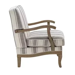 Discount Kirklands Home Farmhouse Gray & Ivory Striped Armchair