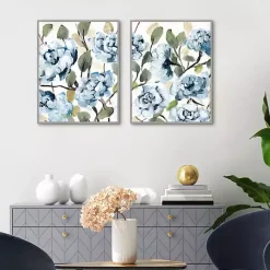 Outlet Kirklands Home Farmhouse Peonies Framed Canvas Prints, Set of 2 Blue