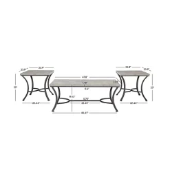New Kirklands Home Faux Concrete 3-pc. Coffee & Side Table Set Tan