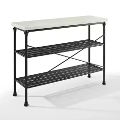 Best Kirklands Home Faux Marble Top 3-Tier Melody Console Table Black