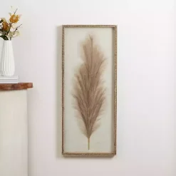 Clearance Kirklands Home Faux Pampas Grass Beaded Frame Wall Plaque Tan