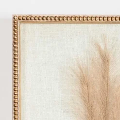 Clearance Kirklands Home Faux Pampas Grass Beaded Frame Wall Plaque Tan
