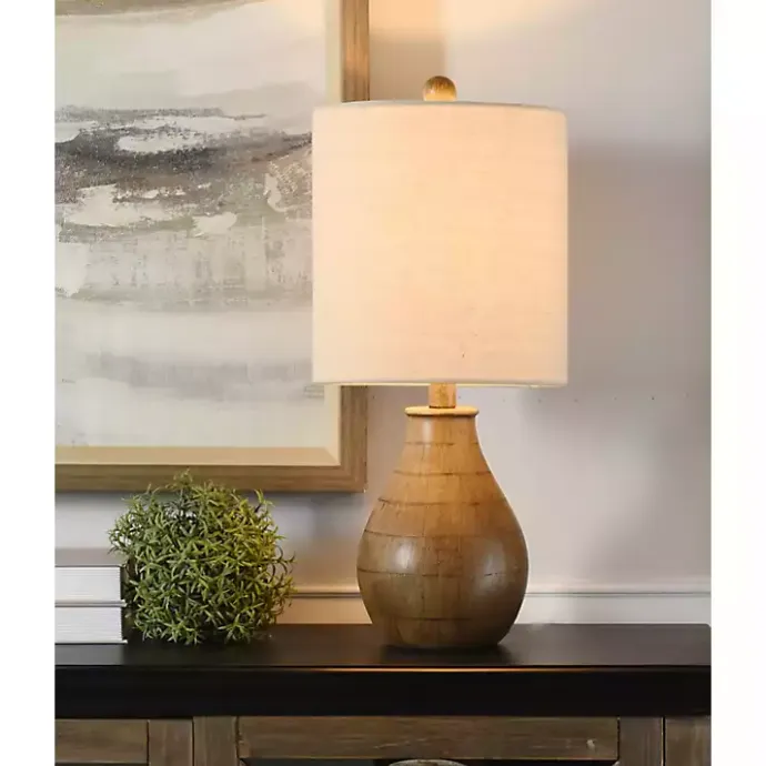 Sale Kirklands Home Faux Wood Accent Table Lamp White
