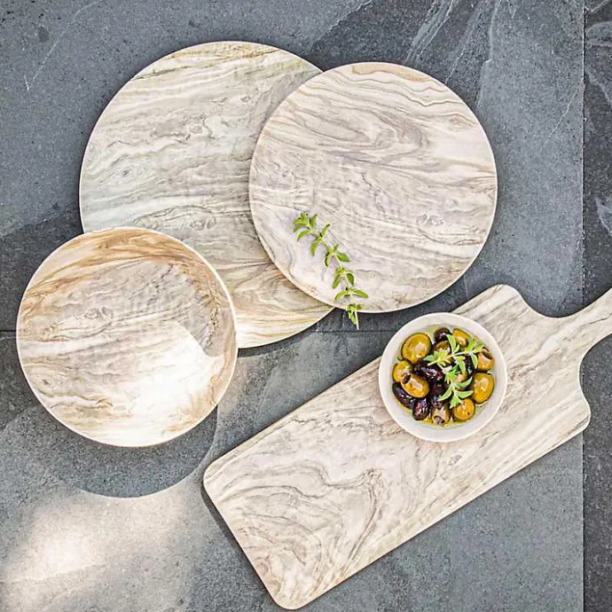 Clearance Kirklands Home Faux Wood Melamine Low Bowls, Set of 6 Tan