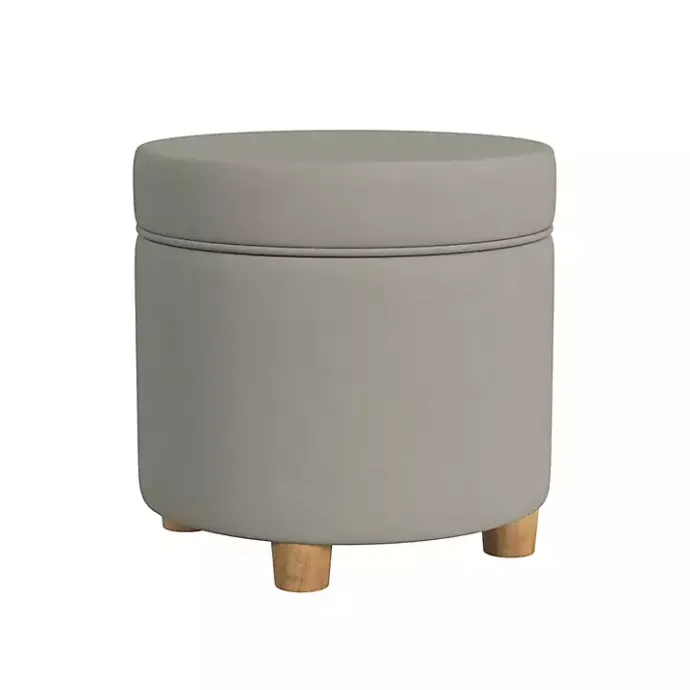 Sale Kirklands Home Fawn Round Velvet Storage Ottoman Gray