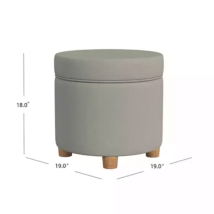Sale Kirklands Home Fawn Round Velvet Storage Ottoman Gray