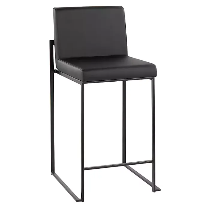 Hot Kirklands Home Fiji Faux Leather Counter Stools, Set of 3 Black