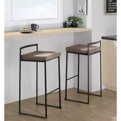 Outlet Kirklands Home Fiji Stackable Bar Stools, Set of 2 Brown