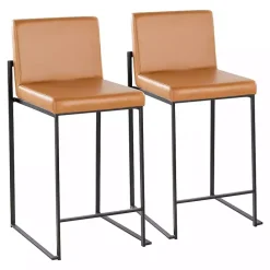 Clearance Kirklands Home Fiji Camel Faux Leather Counter Stools, Set of 2 Tan